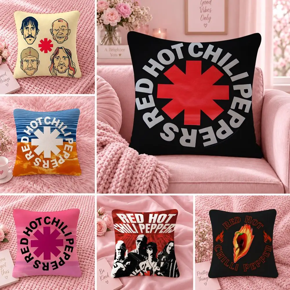 Band Rock Music R-Red Hot Chili Peppers Cushion Cover Double Sided Print Short Plush Pillow Sofa Bedroom Dorm Room Decor Gift