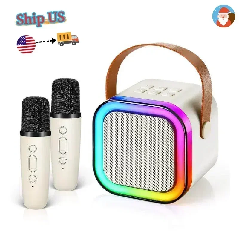 Home KTV Karaoke Machine: 2 Wireless Mics | RGB Light + Bluetooth 5.3 Hi-Fi Speaker | Portable Kid Birthday Gift