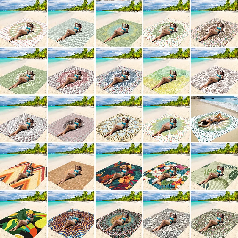 Quick Dry Water Resistant Beach Mat Portable Lightweight Foldable Sand Proof Blanket For Camping Beach Picnic Outdoor Activity