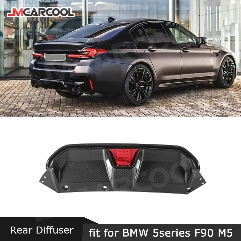 Dry Carbon Fiber/FRP Prime Black Car Rear Diffuser Bumper Lip for BMW 5 Series F90 M5 Competition 2020+ Rear Bumper Guard