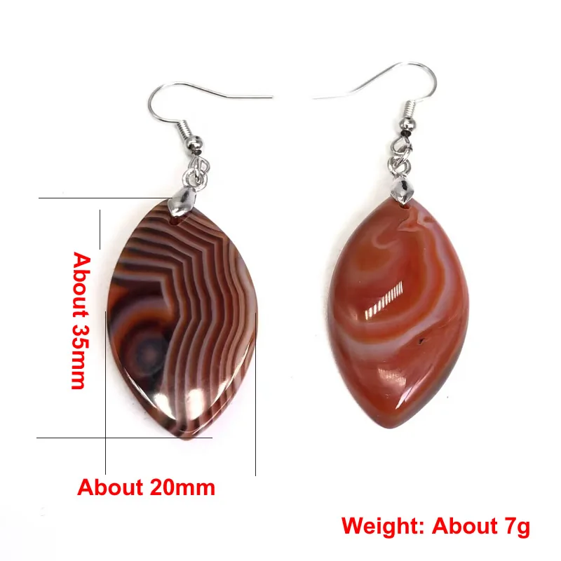 Botswana Striped agate horse eye earrings Raw Stone Slab Dangle Reiki Eardrop Women Party Wedding Summer Jewelry