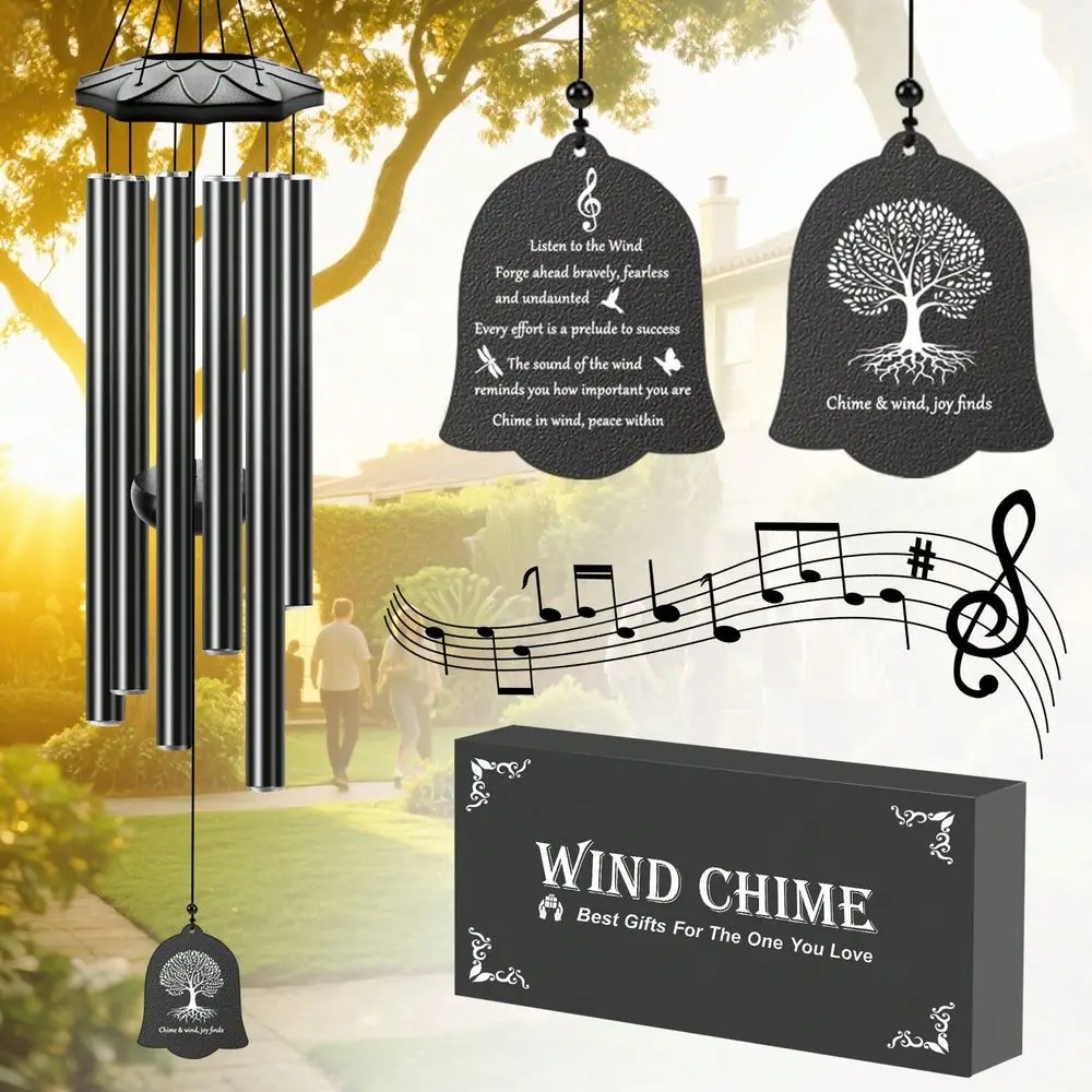 

32inch Aluminium Wind Chimes With 6 Aluminum Tubes,Memorial Sympathy Gift Wind Chime For Garden,Patio,Yard Decoration,Memorial