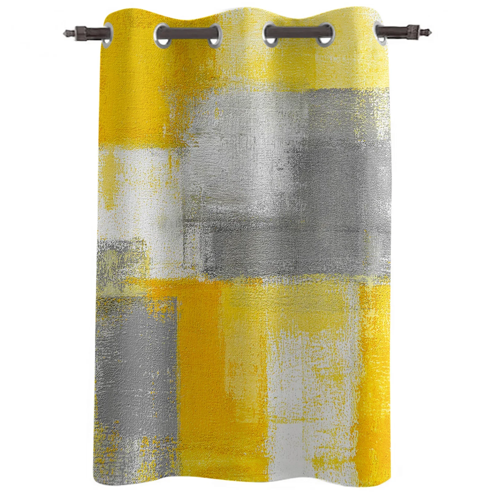 Oil Painting Abstract Geometric Yellow Curtains for Living Room Kids Bedroom Window Curtain Balcony Hall Drape Long Cortinas