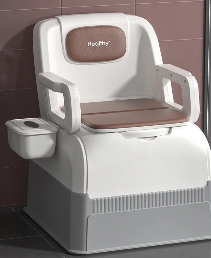 

%A Mobile toilet for the elderly, toilet seat for pregnant women and the elderly, bed side odor proof toilet for adults, indoor