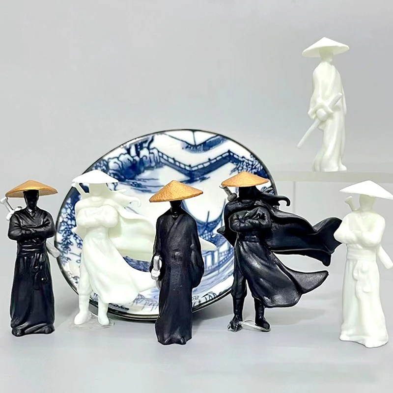 Cool Chinese Kung Fu Swordsman Figure Sand Table Layout Mini Landscape Supplies Desk Decoration Fairy Garden Miniatures