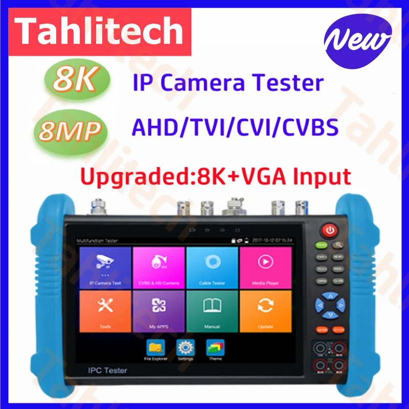 IPC9800 Pro Tester IPC CCTV Tester 7-Inch 8MP AHD CVI TVI Tester H.265 IP Camera Tester Wifi PTZ Cable Tester HDMI VGA CCTV Test