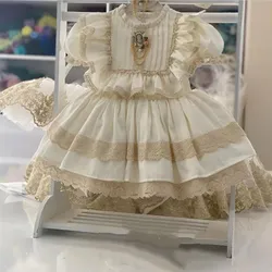 0-12Y Baby Girl Milk White Vintage Lace Princess Dress for Casual Birthday Holiday Eid Baptism B535