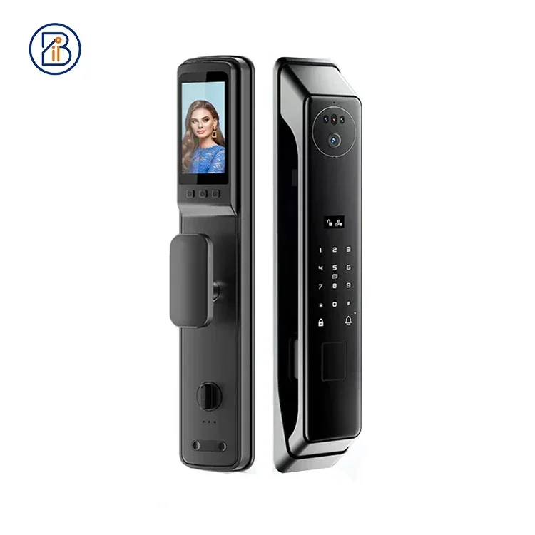 electric Video intercom remote monitoring face lock Fingerprint doorlock Locker door Locks with USB Charging Black for home