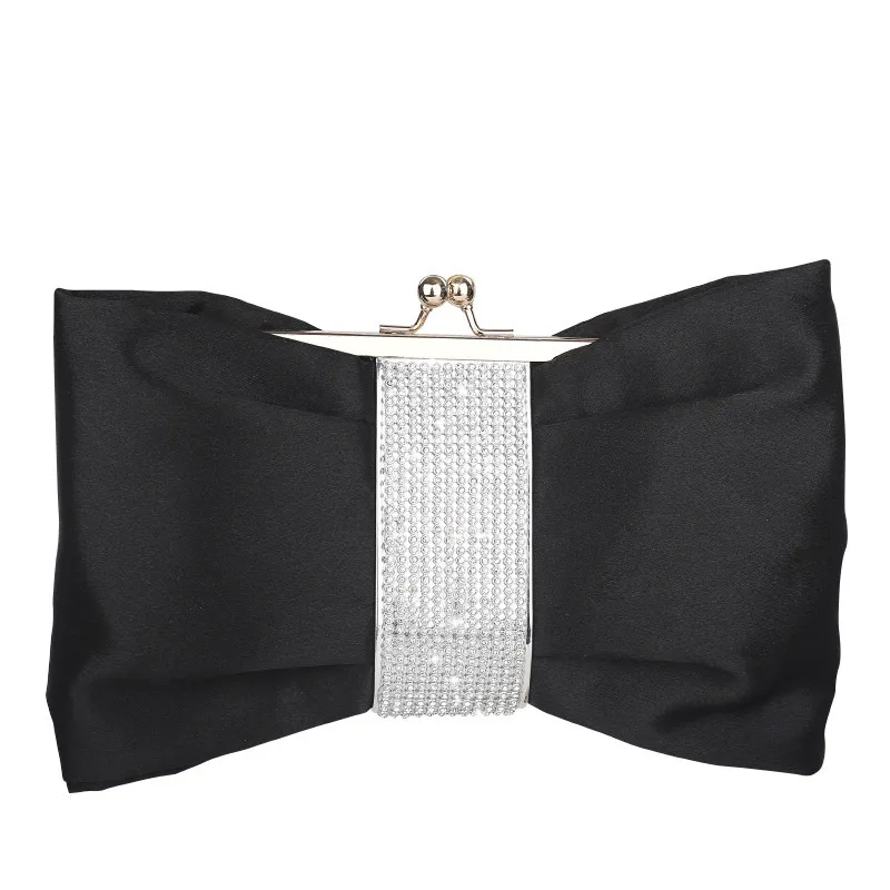 Luxy Moon Black Clutch Bag donna Bow Handbag Luxury Crystal Diamond Clutch Purse Party Wedding Bag elegante borsa a tracolla