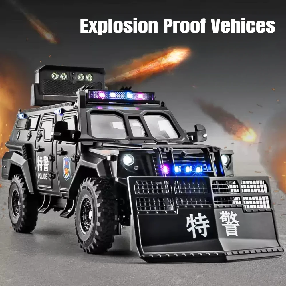 1:24 Military Spinosaurus Explosion Proof Vehice Sabertooth Car Model Toy Diecast Alloy Sound Light Pull Back Toy for Adult Gift