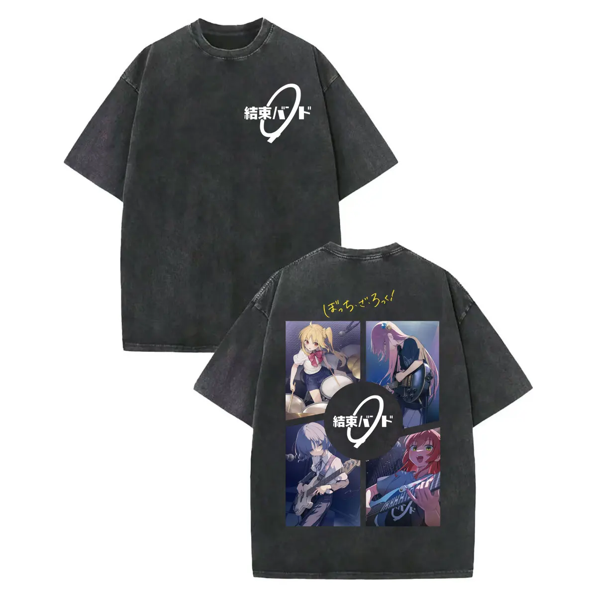 

Vintage Washed Anime Bocchi The Rock Graphic T Shirts Harajuku Japanese Style T-shirts Men Women Casual Fashion Loose T-shirt