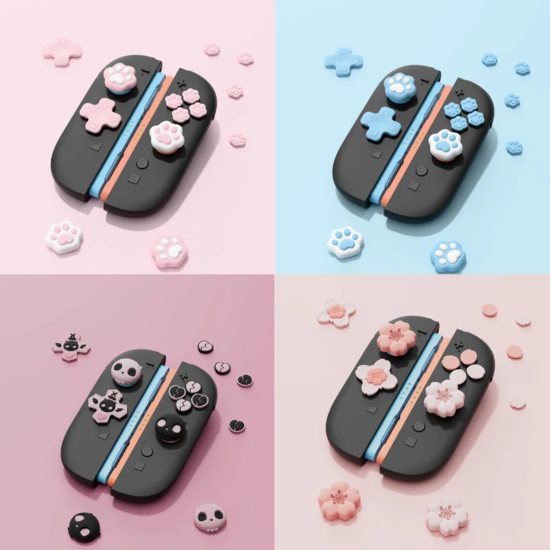 NEW Cute D-pad Cross Button ABXY Key Sticker Joystick Thumb Stick Grip Cap Cover For Nintendo Switch 2 NS2 Joy-con Skin Case
