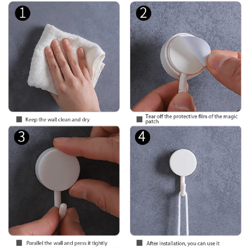 10pcs Self-adhesive Hook, Minimalist Solid Color Punch-free Sticky Hook For Home, Wall Hook For Bathroom Kitchen
