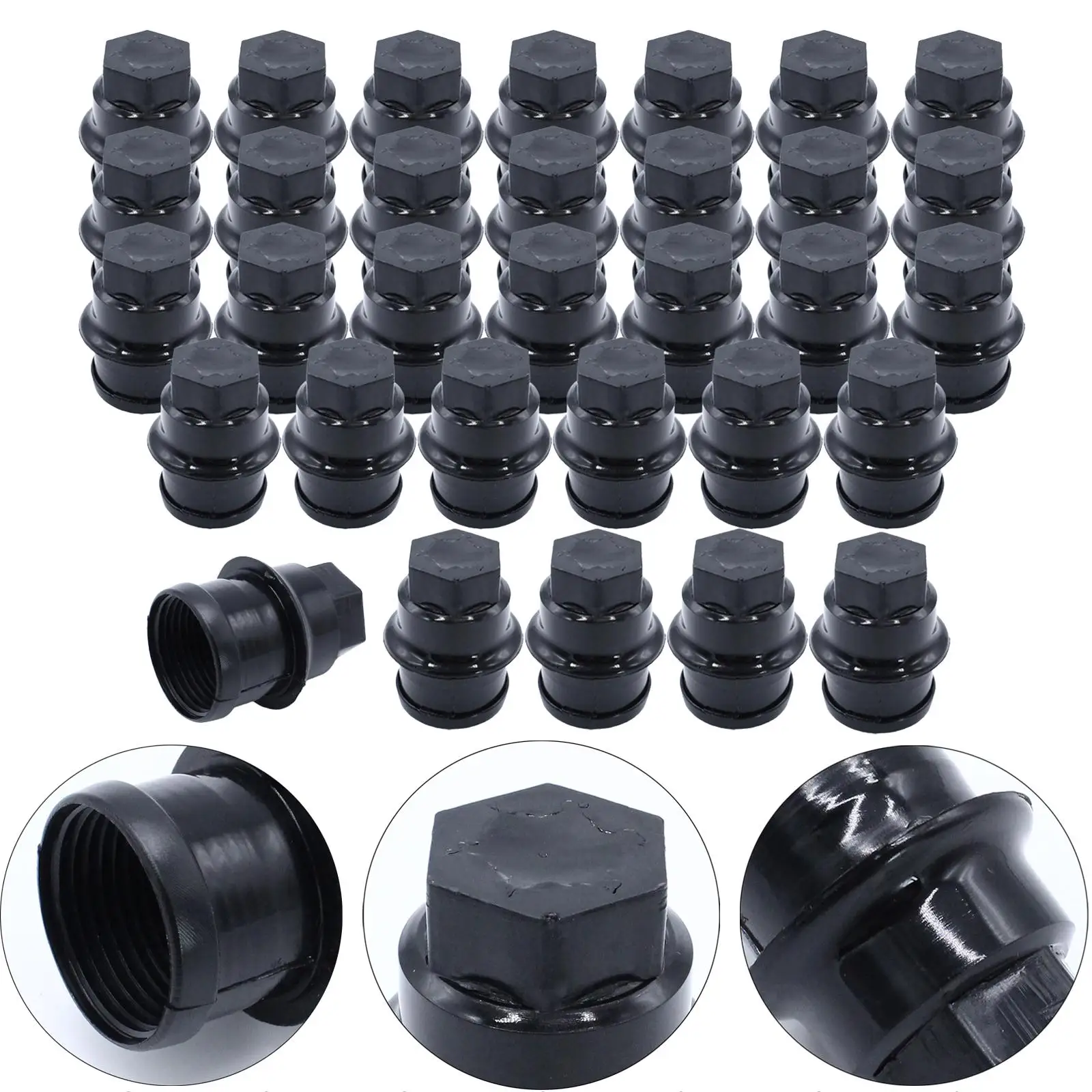 

32x Wheel Nut Cover 12472838 Spare Parts Black Accessories Replaces Premium High Performance M27-2.0 Thread Wheel Lug Nut Cap