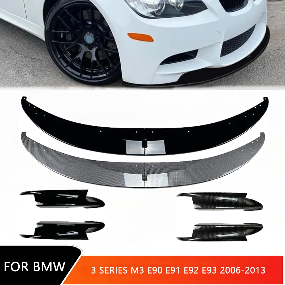 For BMW 3 Series M3 E90 E91 E92 E93 2006-2013 Car Front Bumper Lip Spoiler Canard Splitter Diffuser Body Kit Tuning Gloss Black