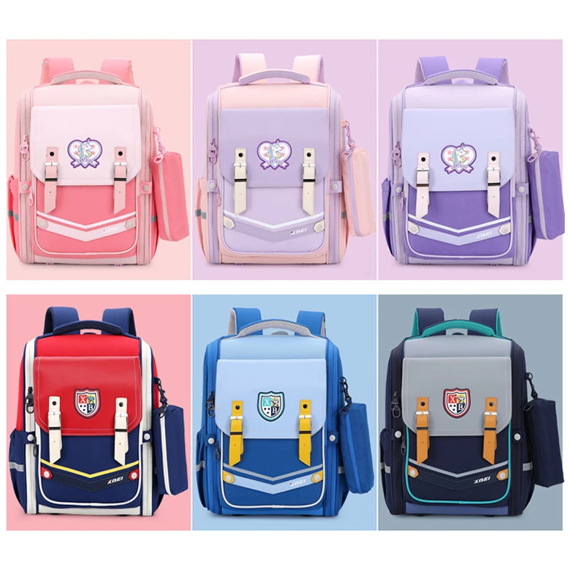 Tas Ransel Sekolah Gaya Inggris Kelas 1-6, Tas Buku Penyangga Pinggang & Tulang Belakang, Tas Ransel Anak Ergonomis Profesional dengan Pengurangan Beban