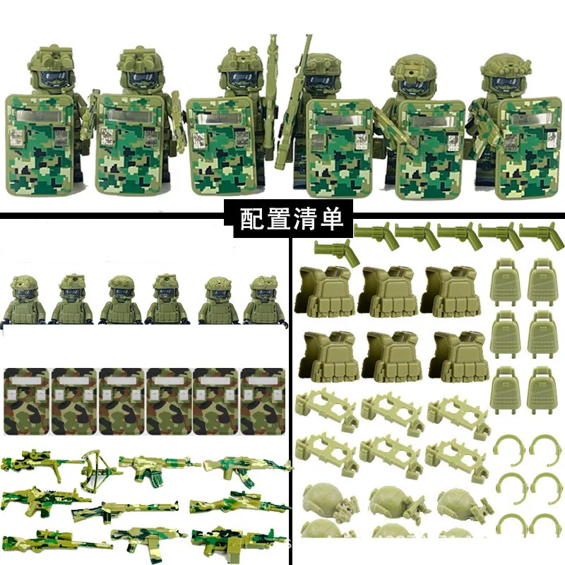 City Police Camouflage Ghost Commando Special Forces Building Blocks MOC Modern Russian Soldier Figures Military Weapon Toy