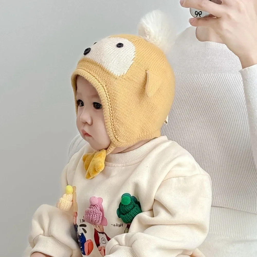 

New Pompom Pullover Cap Warm Windproof Beanie Hat Coldproof Infant Knitted Cap Autumn and Winter
