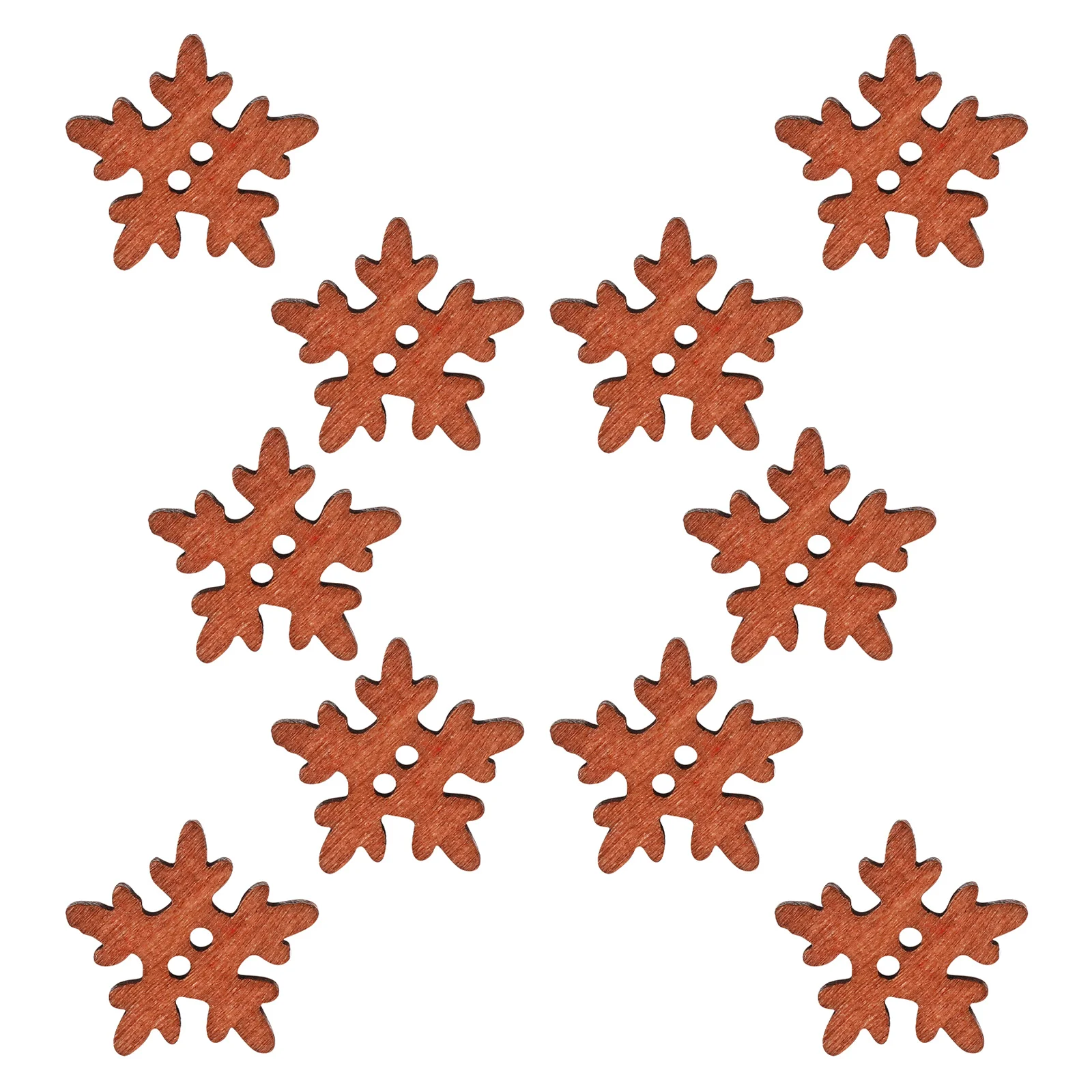 

100 Pcs Christmas Wood Buttons Snowflake Wooden Decoration Ornaments Snowflakes Decorations