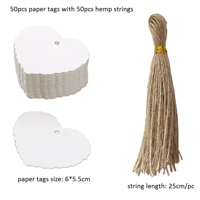 Kraft Paper Tags with Strings, 50pcs