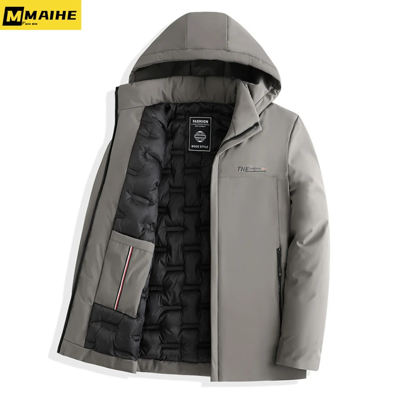 Chaqueta de invierno ultraligera para hombre, abrigo grueso y cálido con capucha, ropa de marca a prueba de viento, parka negra, M-5XL, novedad de