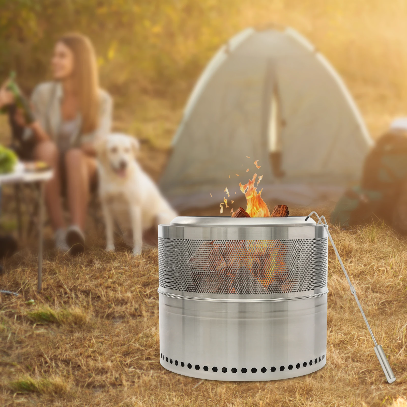 Foldable Stainless Steel Outdoor Firepit Tabletop Grill