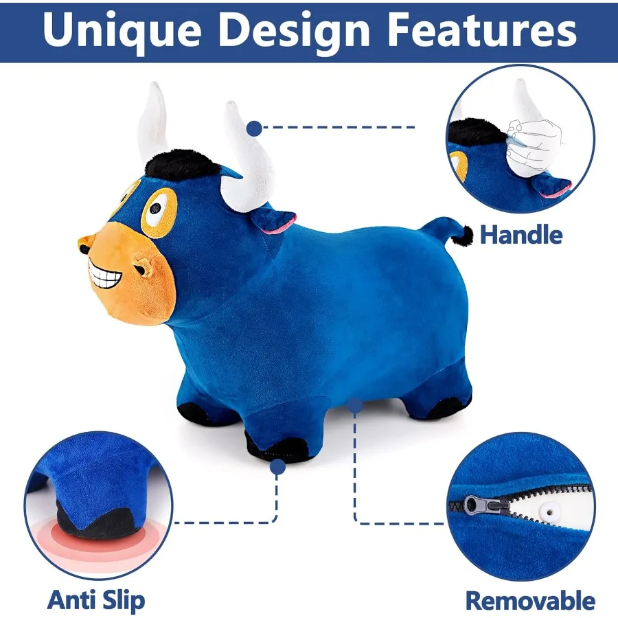 iPlay iLearn Bouncy Pals Bull Hopping Horse Trona inflável de pelúcia para uso interno e externo Interativo Ride-On Jumpi