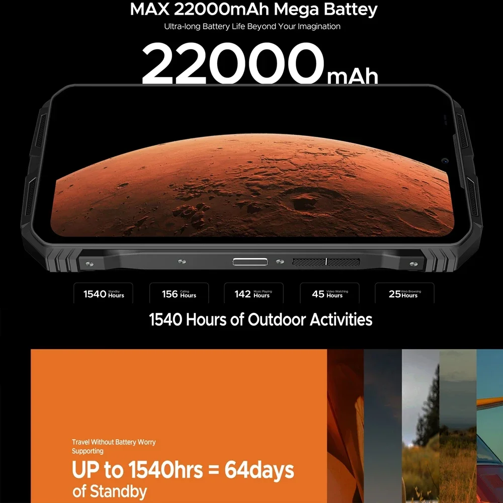 DOOGEE V MAX PRO 5G Smartphone resistente Android 14 Dimensity 7050 6,58 pulgadas 12GB + 512GB teléfono móvil 108MP 22000mAh teléfono móvil NFC