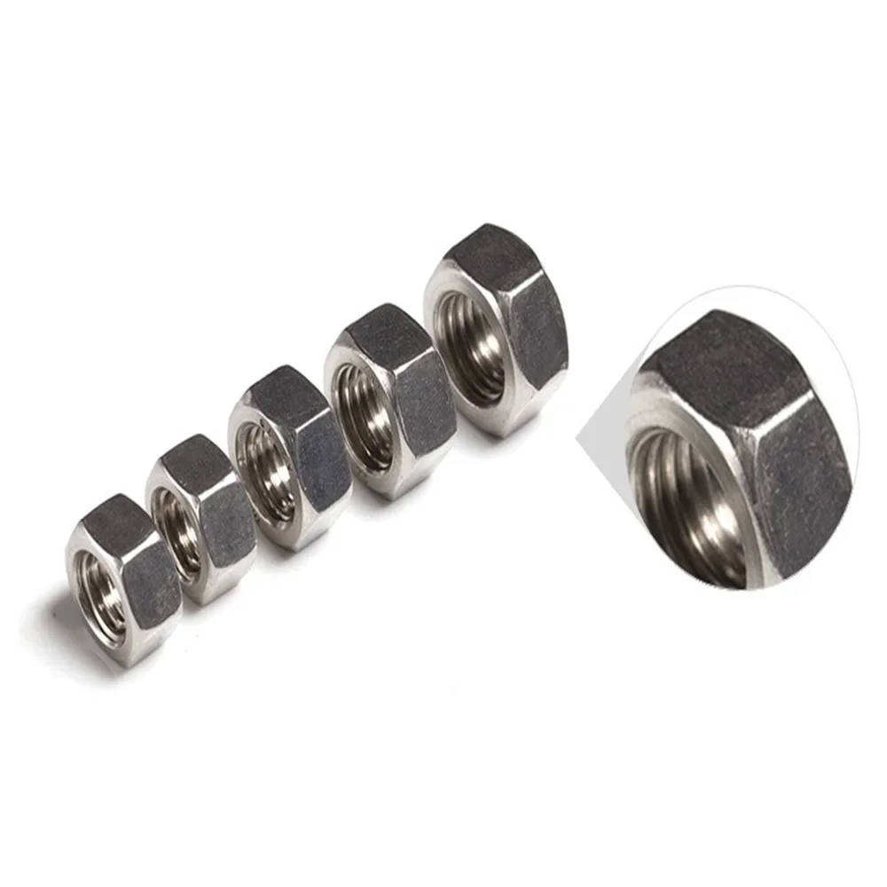 304 Stainless Steel Hex Nuts Sliver Hexagon  DIN934 M1.6/M2/M2.5/M3/M4/M5/M6/M8/M10/M12/M14/M16/M18/M20/M22/M24