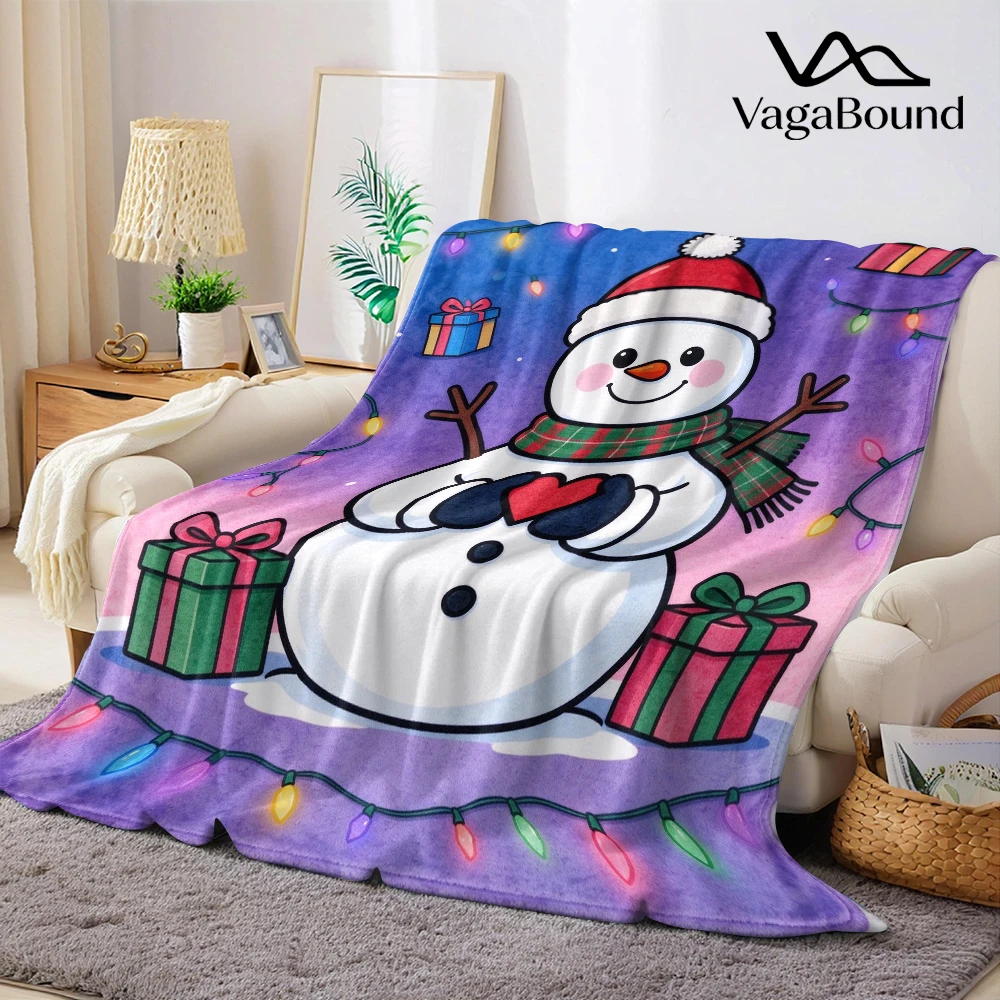 Xmas Cat Green Flannel Blanket Perfect for Sofa Office Bed Travel Sleep Read Relax Camping Four Season Use