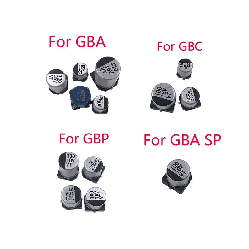 1-5 juegos de condensadores de placa base para condensadores de placa base GBA/GBASP/GBC/GBP para Gameboy Advance/Color/accesorios de reparación de bolsillo