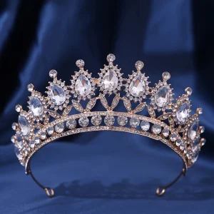 1 Piece Double-Layered Diamond-Encrusted Pointed-Top Bridal Crown, Bohemian Retro Elegant Bridal Dress and Evening Style Accessory