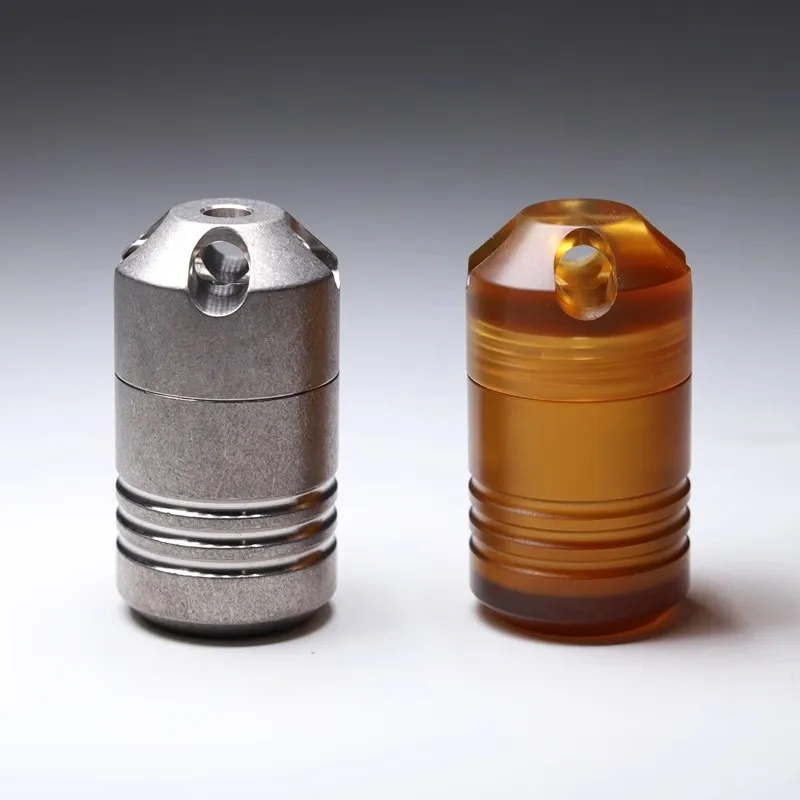 ULTEM Titanium alloy TC4 medicine PEI Capsule shaped waterproof sealed medicine can, EDC tools, toys, knife pendant