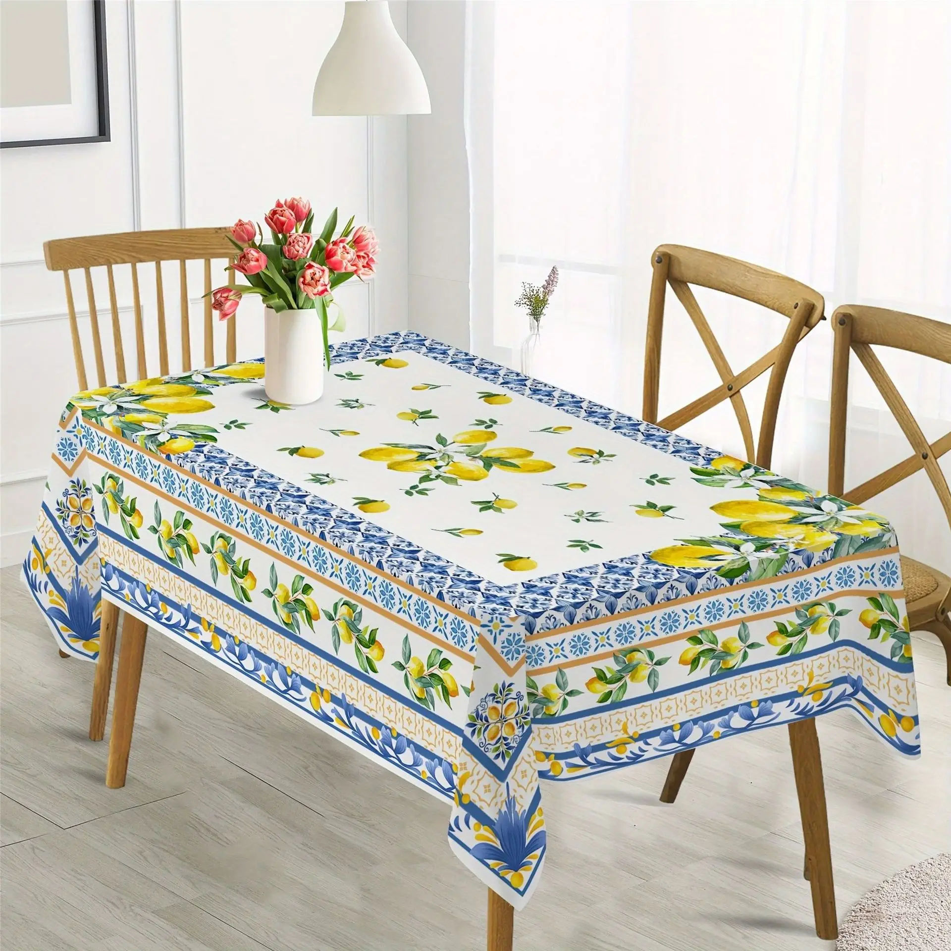 Nordic Style Sunflower Floral Tablecloth 200×150cm Rectangular Dining Table Cover Decorative Table Runner for Coffee Table