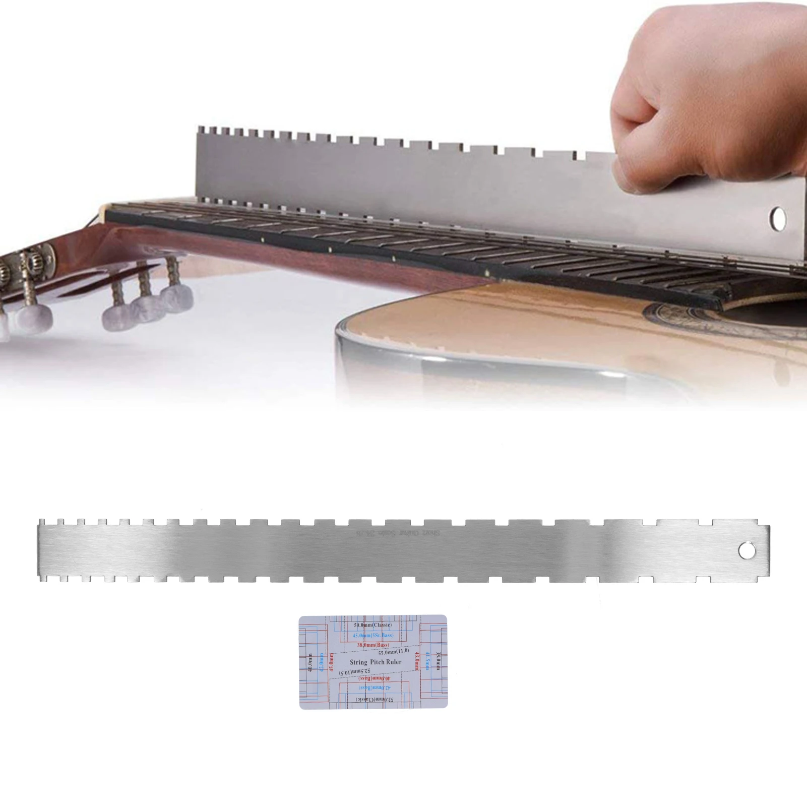 

ZK30 Guitar String Action Gauge Neck Notched Chord Height and Distance Ruler Measuring Tool