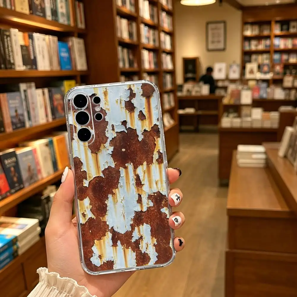 Effects Rusty Metal Creative 3D Phone Case For Samsung S25,S24,S21,S22,S21,S20,S10,S9Ultra,Plus,Fe,Lite Transparent Cover