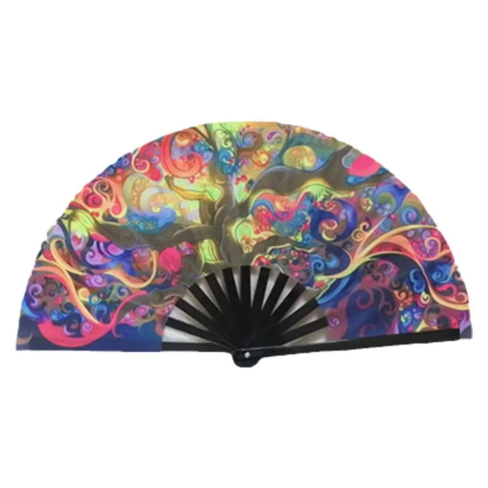 

Fans with Lights Large Folded Hand Fan Folding Large Foldable Handheld Rave Fan 33cm Colorful Rainbow Folding Fan Dance