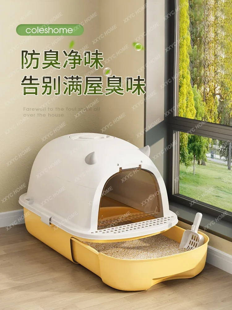 Fully Enclosed Deodorant Litter Box Oversized Cat Litter Basin Cat Toilet Anti-Splash