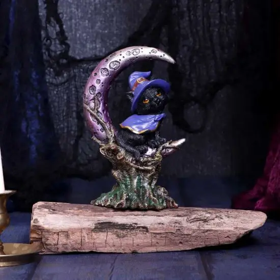 New Halloween Crescent Cat Sculpture Resin Crafts Ornament Home Decoration Unique Gift