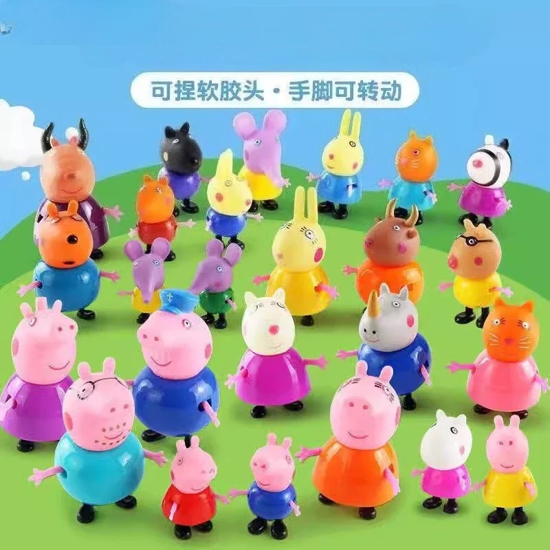 Nuevo Peppa Pig, una familia de cuatro, 25 personajes, un juego completo de juegos de juguetes familiares, muñecas