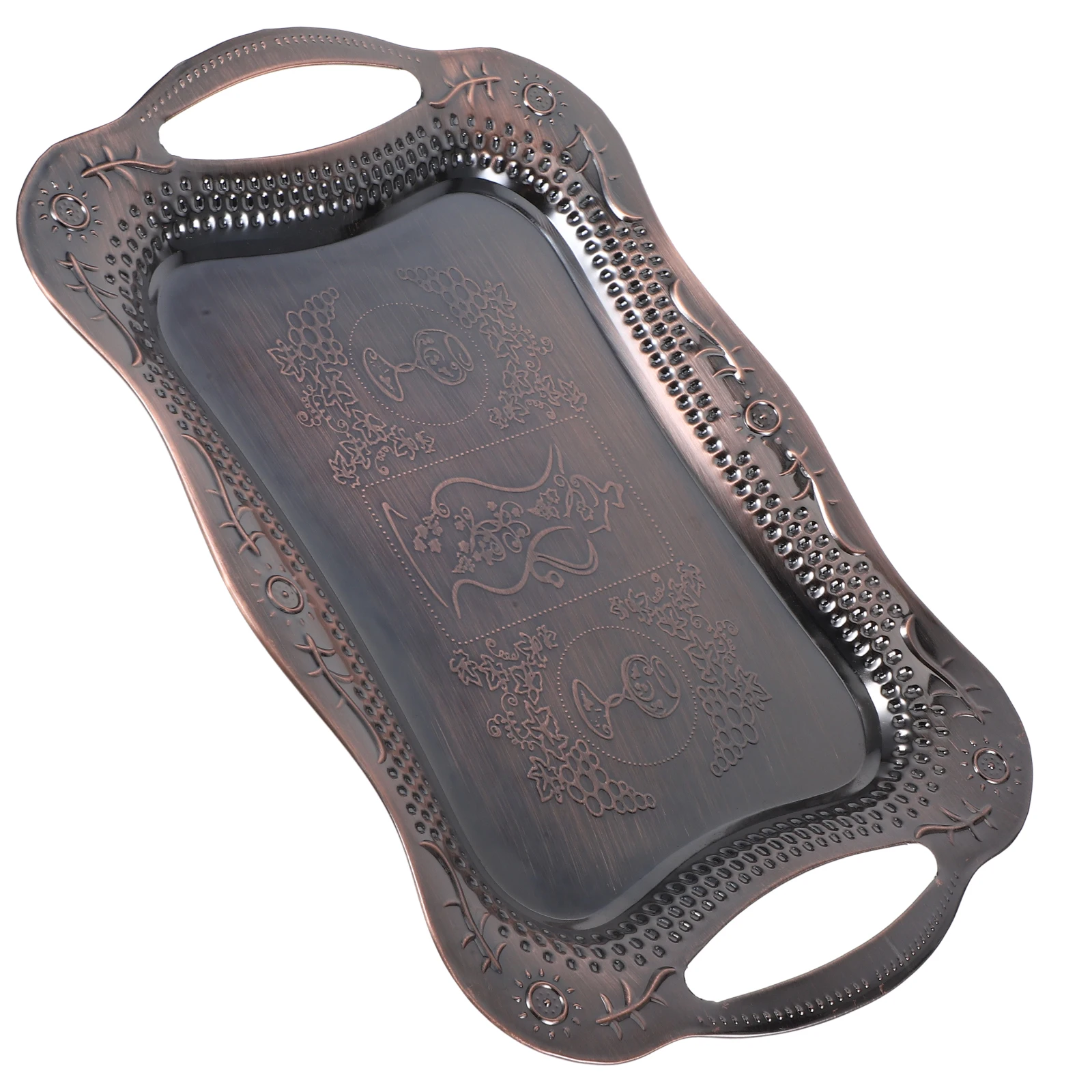 

Rustic Stainless Steel Serving Tray Large Rectangular Retro Fruit Dish Red Bronze Dry Snack Platter Party Decorative Pan