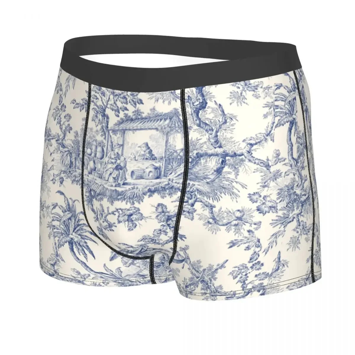 Custom Toile De Jouy Patterns Boxers Shorts Men's French Motif Briefs Underwear Novelty Underpants