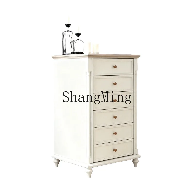 

ZYY retro all-solid wood eight-bucket cabinet simple cream style living room white storagecabinet light luxury bedside cabinet