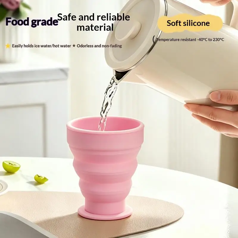 Silicone Foldable Cup Collapsible Telescopic Cute Water Bottle Outdoor Travel Children Cups Teacups Ware Jug Drink Water Cup view 5