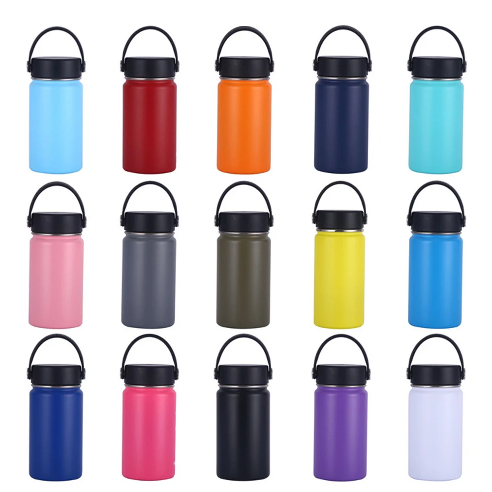 12 oz Hydro Water Bottle Flask for Kids With Straw Lid Original Wide Mouth Thermal Cup Stainless Steel Vacuum Insulated Thermos