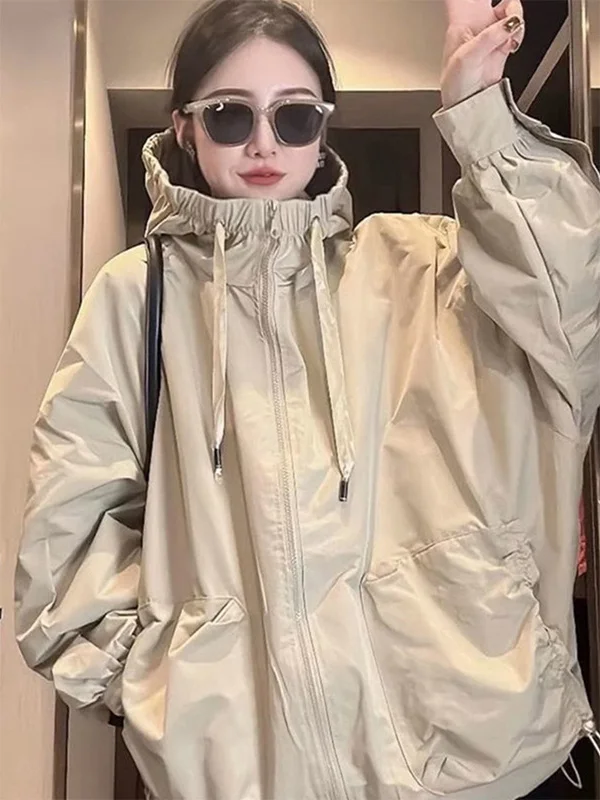 

Мужская повседневная свободная ветровка большого размера (до 300 фунтов) с капюшоном в европейском стиле, модная демисезонная куртка для активного отдыха