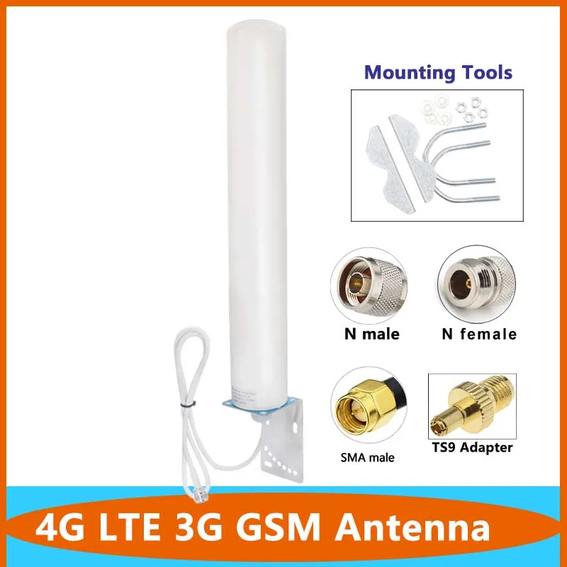 Long Range 4G LTE 3G GSM External WiFi Omni IP67 Outdoor Waterproof Antenna 18DBI AP Amplifier Aerial TS9 SMA N RPSMA