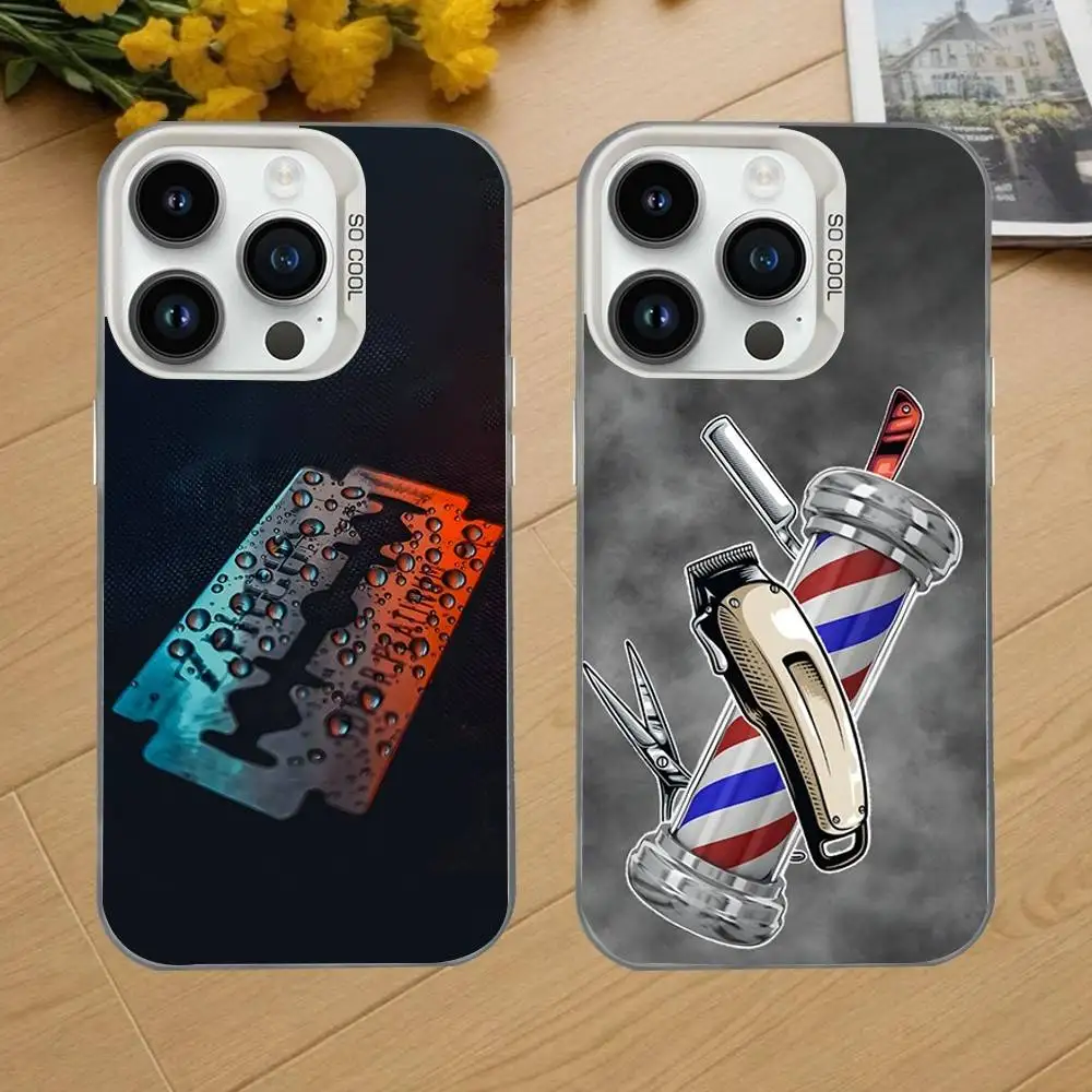 

Barber Shop Hair Stylist Salon Phone Case For iPhone 17,16,15,14,13,12,11,Mini,Pro,SE,MAX White Matte Shockproof Cover