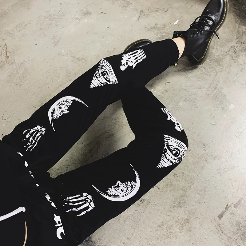 2019 Punk Grunge Gothic pant Harajuku Pentagram pant  Long Sleeve Autumn Hollow Out Patchwork trouser  Vintage