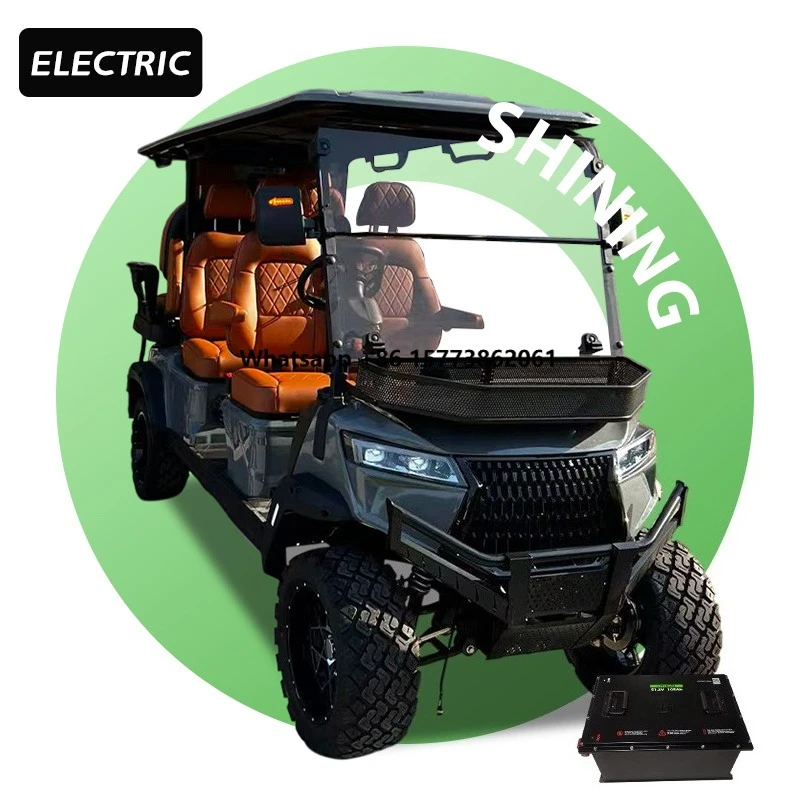 Carrito de Golf Eléctrico LSV Elevado para 6 Pasajeros, Estilo Carretera, Asientos Plegables, Carga Pesada, Batería de Plomo-Ácido/Litio, 5KW AC
